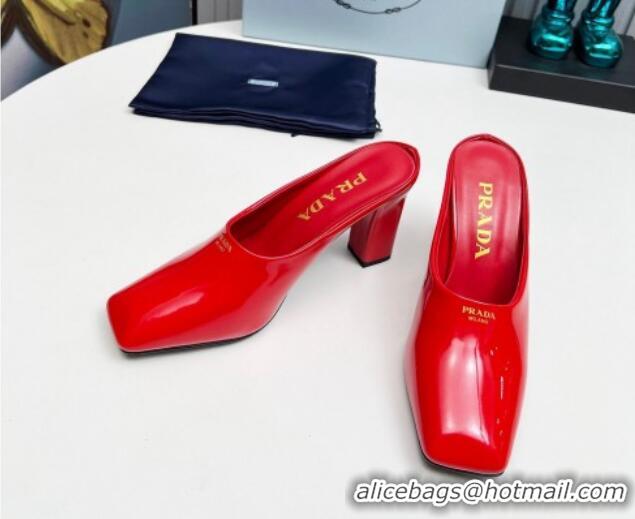 Low Cost Prada Patent leather high heeled mules 9cm Red 1227037