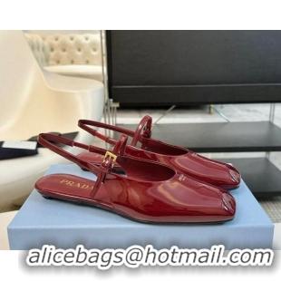 Good Looking Prada Patent leather slingback ballerinas flat Burgundy 1227043