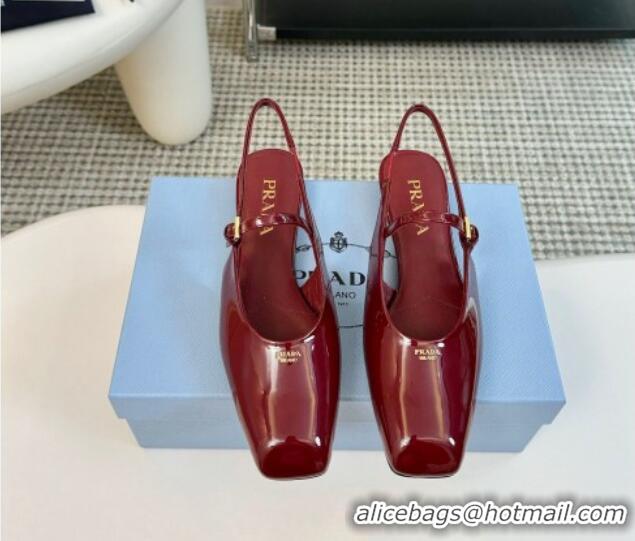 Good Looking Prada Patent leather slingback ballerinas flat Burgundy 1227043