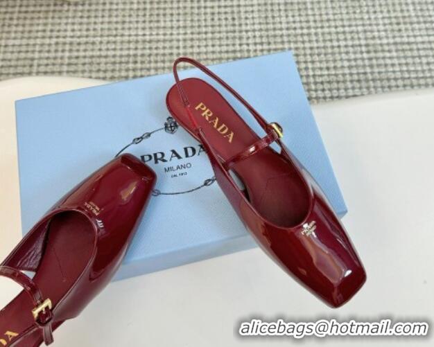 Good Looking Prada Patent leather slingback ballerinas flat Burgundy 1227043