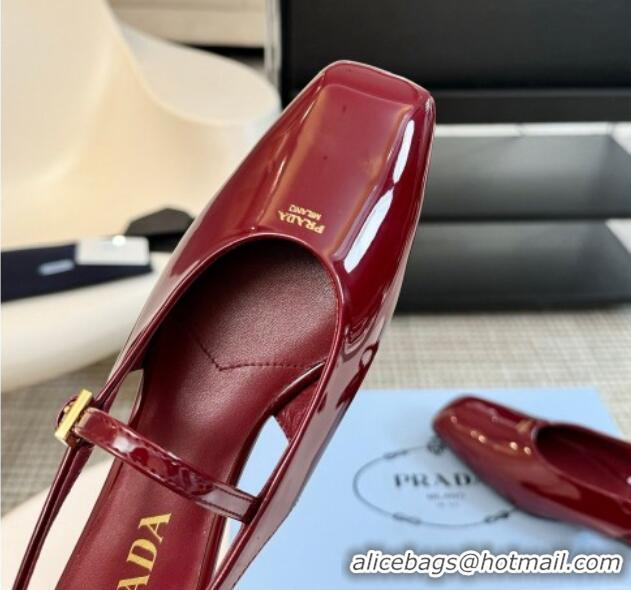 Good Looking Prada Patent leather slingback ballerinas flat Burgundy 1227043