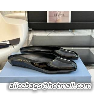 Best Price Prada Patent leather flat mules Black 1227044