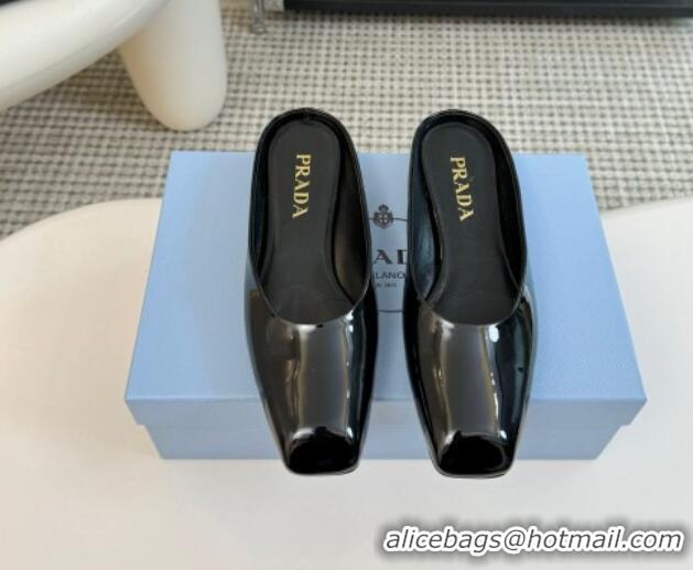 Best Price Prada Patent leather flat mules Black 1227044