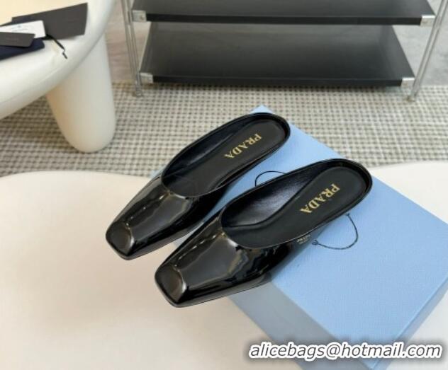 Best Price Prada Patent leather flat mules Black 1227044