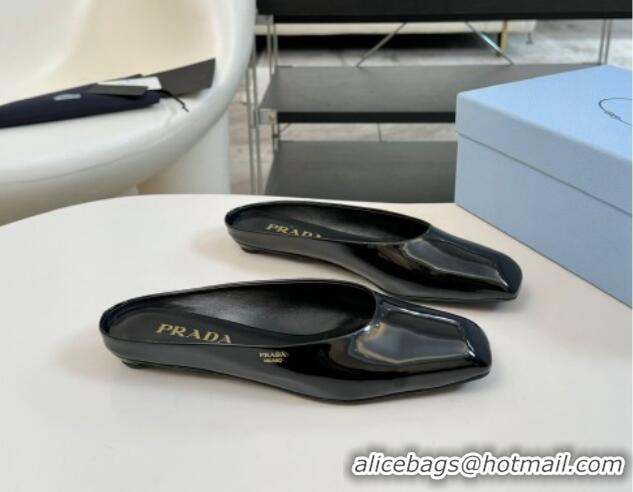 Best Price Prada Patent leather flat mules Black 1227044