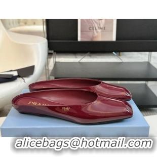 Good Quality Prada Patent leather flat mules Burgundy 1227045