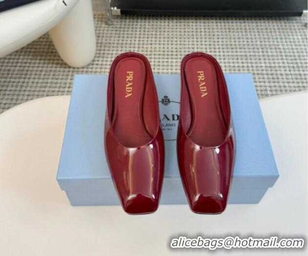 Good Quality Prada Patent leather flat mules Burgundy 1227045