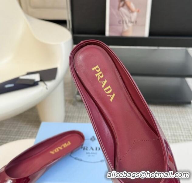 Good Quality Prada Patent leather flat mules Burgundy 1227045