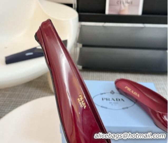 Good Quality Prada Patent leather flat mules Burgundy 1227045