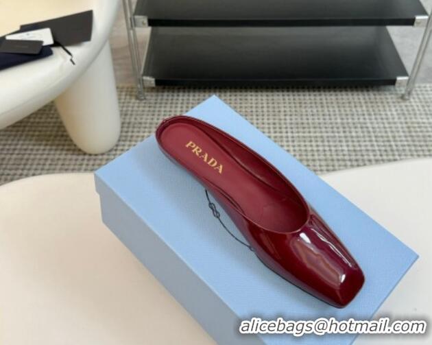 Good Quality Prada Patent leather flat mules Burgundy 1227045