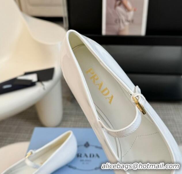 Good Quality Prada Patent leather mary janes ballerinas flat White 1227049