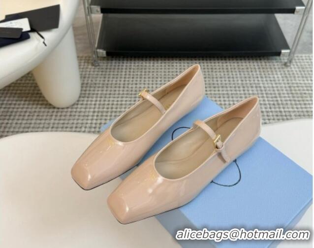 Stylish Prada Patent leather mary janes ballerinas flat Nude 1227050