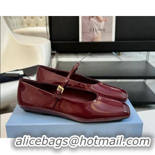 Sumptuous Prada Patent leather mary janes ballerinas flat Burgundy 1227051