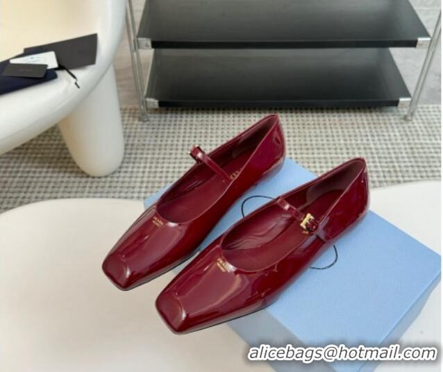 Sumptuous Prada Patent leather mary janes ballerinas flat Burgundy 1227051