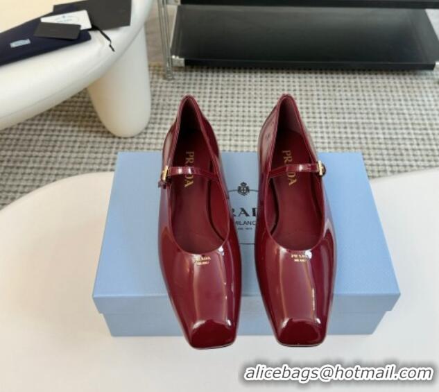 Sumptuous Prada Patent leather mary janes ballerinas flat Burgundy 1227051