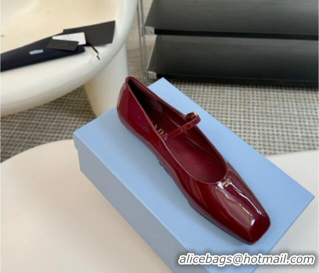 Sumptuous Prada Patent leather mary janes ballerinas flat Burgundy 1227051