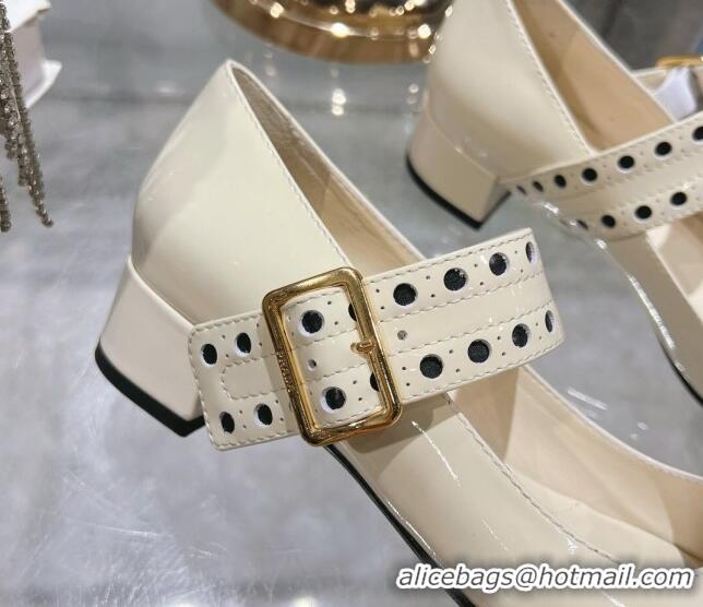 Unique Style Prada Patent leather Mary Janes pumps 3.5cm White 1227052