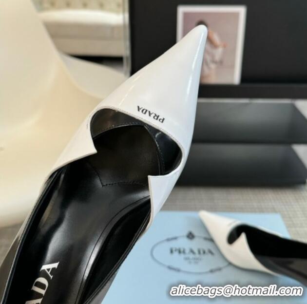 Most Popular Prada Patchwork Brushed Leather Pumps Black/White 1227075