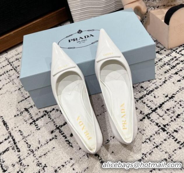 Perfect Prada Brushed Leather Pointed ballerinas flat Snow White 1227076