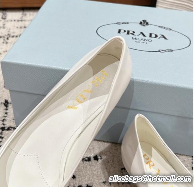 Perfect Prada Brushed Leather Pointed ballerinas flat Snow White 1227076