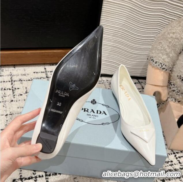 Perfect Prada Brushed Leather Pointed ballerinas flat Snow White 1227076