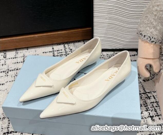 Unique Style Prada Brushed Leather Pointed ballerinas flat Cream White 1227077