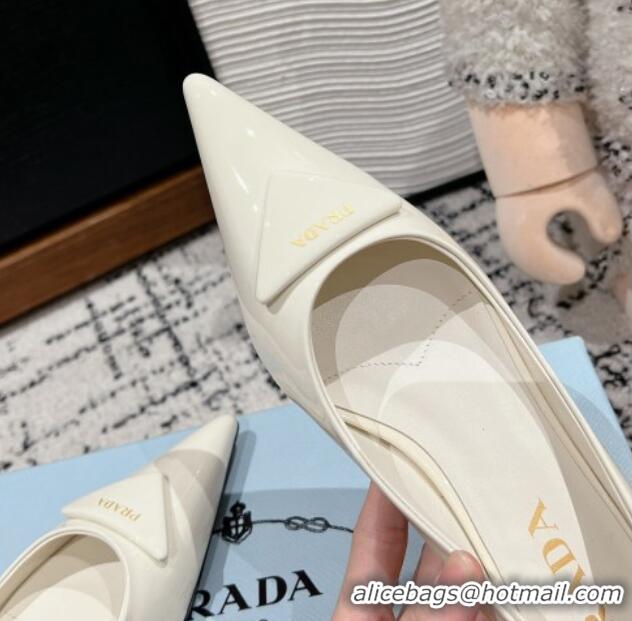 Unique Style Prada Brushed Leather Pointed ballerinas flat Cream White 1227077