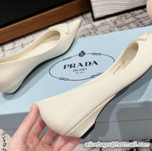 Unique Style Prada Brushed Leather Pointed ballerinas flat Cream White 1227077