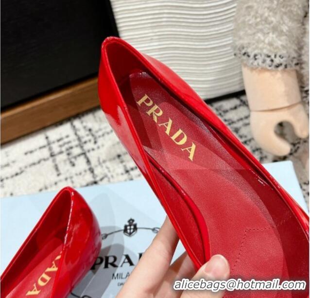 Fashion Prada Brushed Leather Pointed ballerinas flat Red 1227078