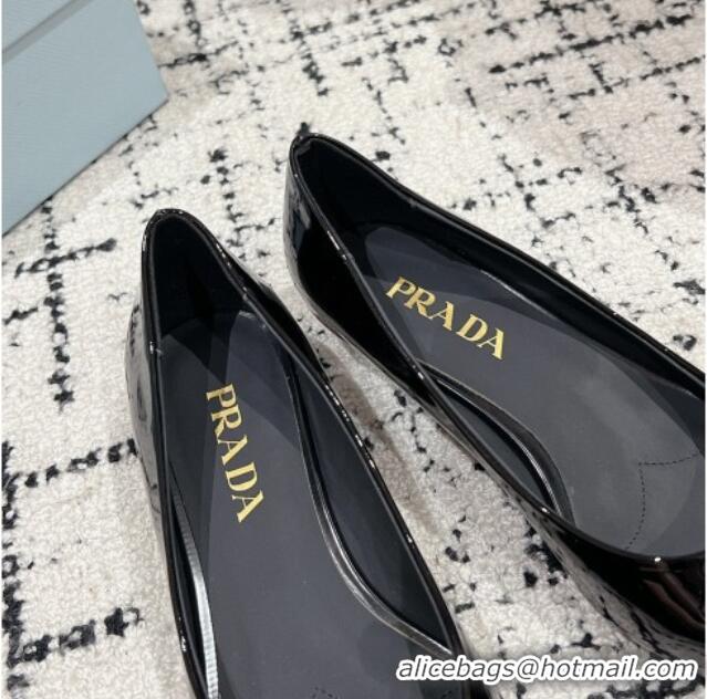 Best Product Prada Brushed Leather Pointed ballerinas flat Black 1227079