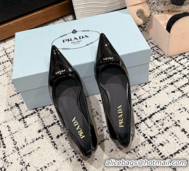 Best Product Prada Brushed Leather Pointed ballerinas flat Black 1227079