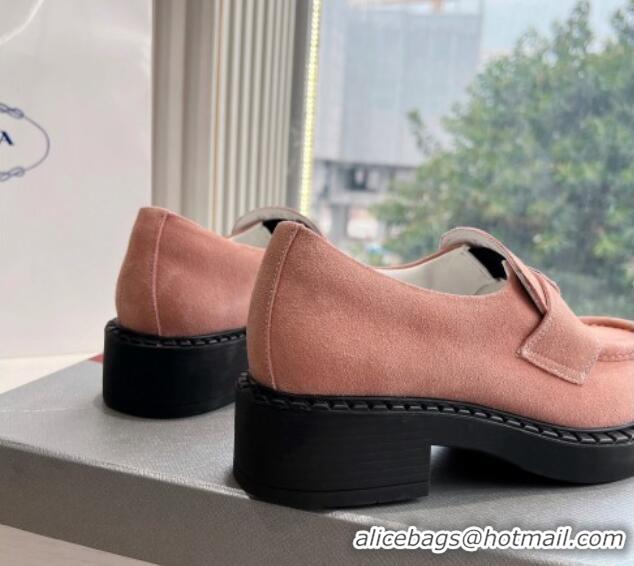 Good Product Prada Suede Platform Loafers Light Pink 1227091