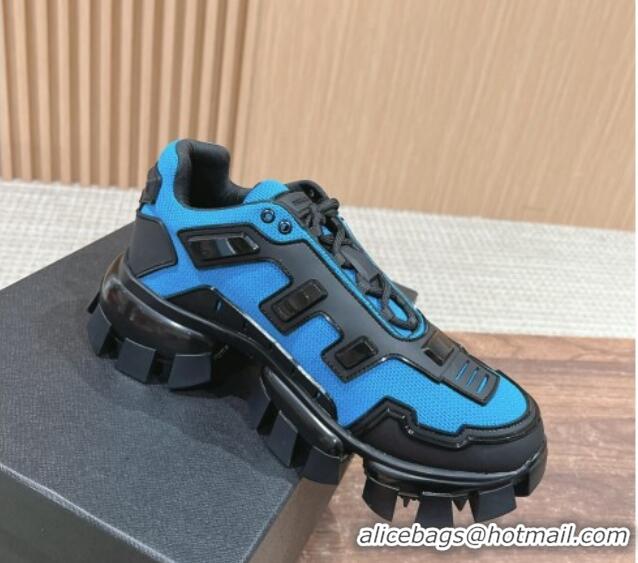 Buy Luxury Prada Men's Cloudbust Thunder Sneakers in Knit and Rubber Light Blue 1227114