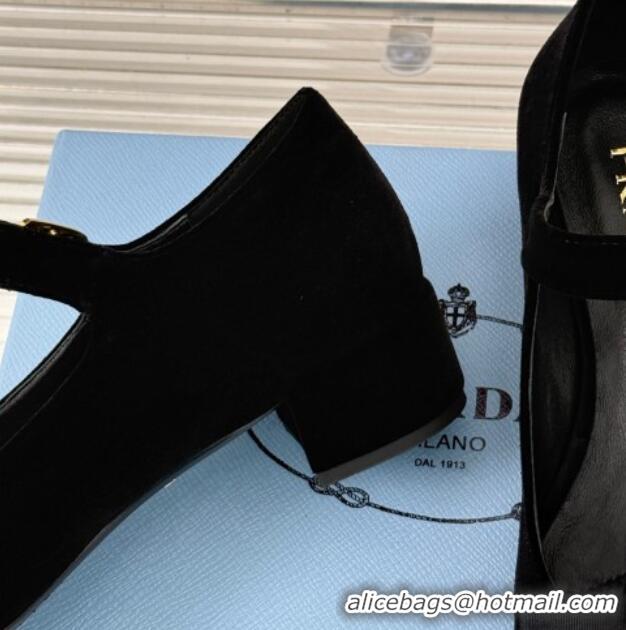 Grade Prada Velvet Mary Janes pumps with Bow Black 1227117