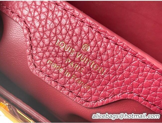 Best Price Louis Vuitton Capucines Nano Bag with Strass Hardware in Taurillon Leather M24583 Deep Red 2025