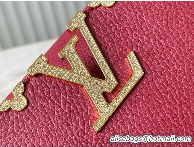 Top Quality Louis Vuitton Capucines Mini Bag with Strass Hardware in Taurillon Leather M24583 Deep Red 2025