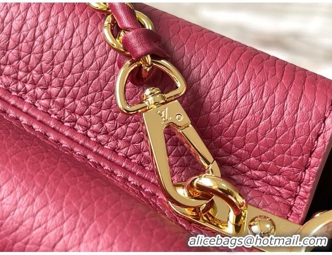 Top Quality Louis Vuitton Capucines Mini Bag with Strass Hardware in Taurillon Leather M24583 Deep Red 2025