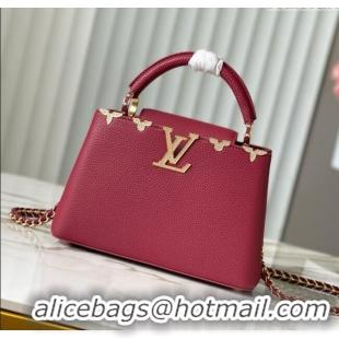 Promotional Louis Vuitton Capucines BB Bag with Strass Hardware in Taurillon Leather M24583 Deep Red 2025