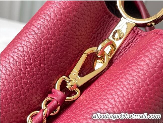 Promotional Louis Vuitton Capucines BB Bag with Strass Hardware in Taurillon Leather M24583 Deep Red 2025