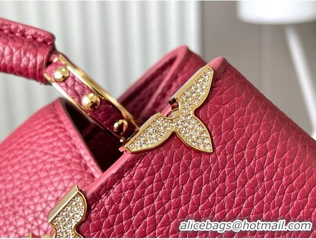 Promotional Louis Vuitton Capucines BB Bag with Strass Hardware in Taurillon Leather M24583 Deep Red 2025