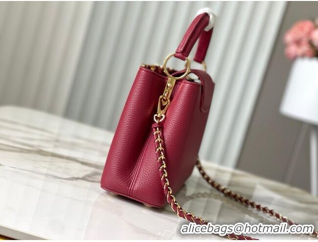 Promotional Louis Vuitton Capucines BB Bag with Strass Hardware in Taurillon Leather M24583 Deep Red 2025