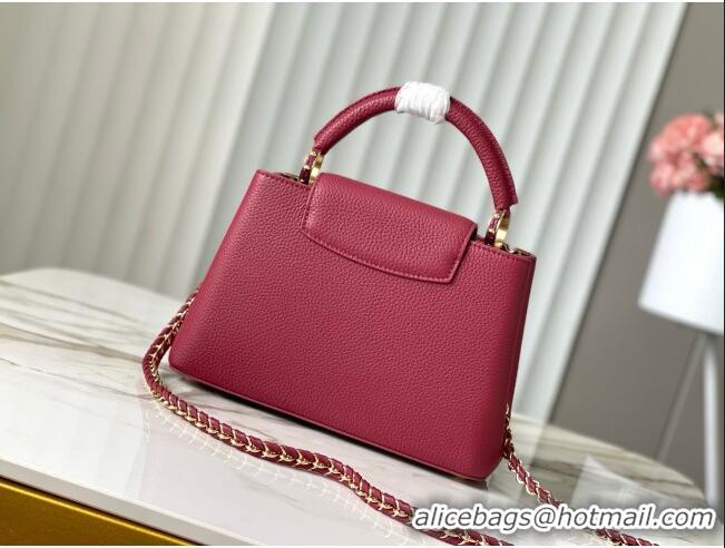 Promotional Louis Vuitton Capucines BB Bag with Strass Hardware in Taurillon Leather M24583 Deep Red 2025