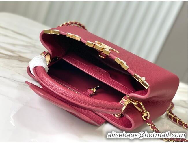 Promotional Louis Vuitton Capucines BB Bag with Strass Hardware in Taurillon Leather M24583 Deep Red 2025