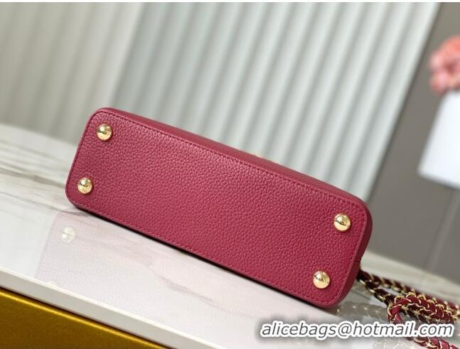 Promotional Louis Vuitton Capucines BB Bag with Strass Hardware in Taurillon Leather M24583 Deep Red 2025