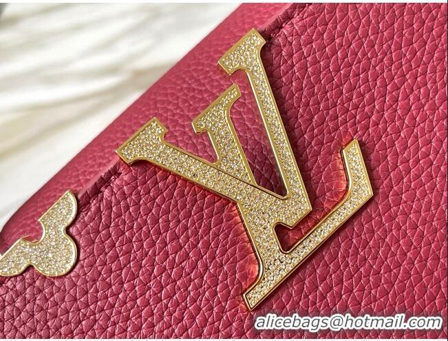 Promotional Louis Vuitton Capucines BB Bag with Strass Hardware in Taurillon Leather M24583 Deep Red 2025