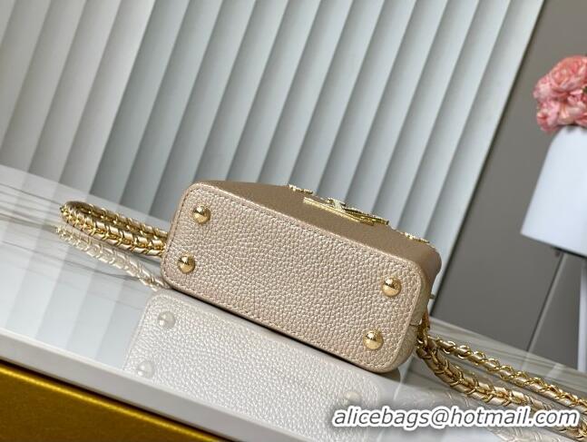 Famous Brand Louis Vuitton Capucines Nano Bag with Strass Hardware in Gold Taurillon Leather M24583 2025