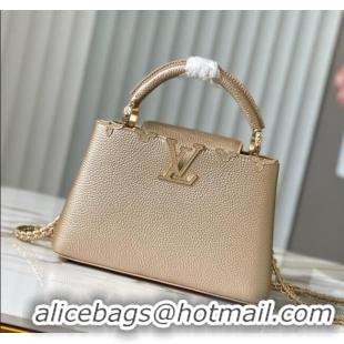 New Design Louis Vuitton Capucines BB Bag with Strass Hardware in Gold Taurillon Leather M24583 2025