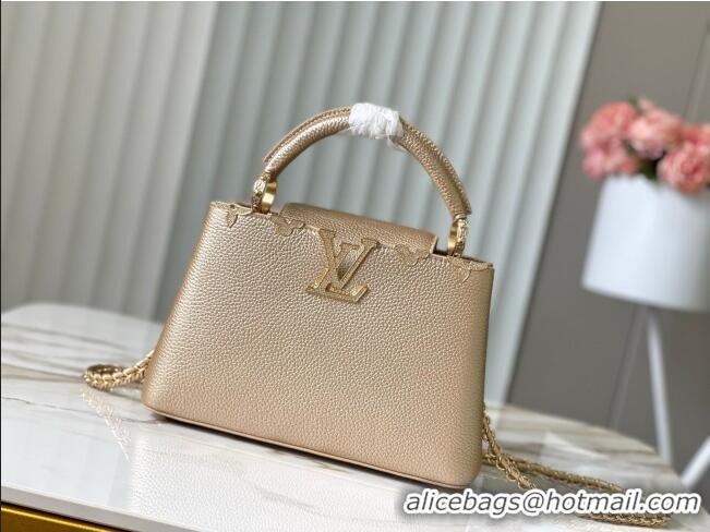 New Design Louis Vuitton Capucines BB Bag with Strass Hardware in Gold Taurillon Leather M24583 2025