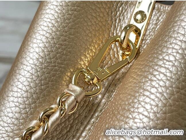 New Design Louis Vuitton Capucines BB Bag with Strass Hardware in Gold Taurillon Leather M24583 2025