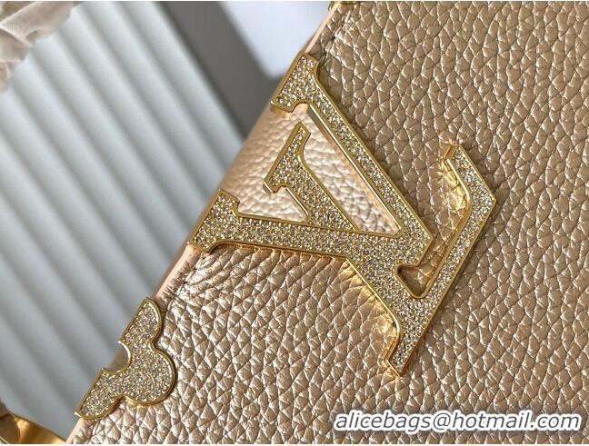 New Design Louis Vuitton Capucines BB Bag with Strass Hardware in Gold Taurillon Leather M24583 2025